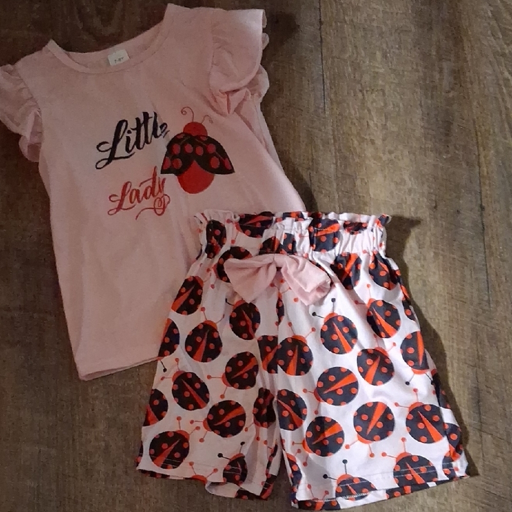 Pink Little Lady Outfit with Ladybug Print